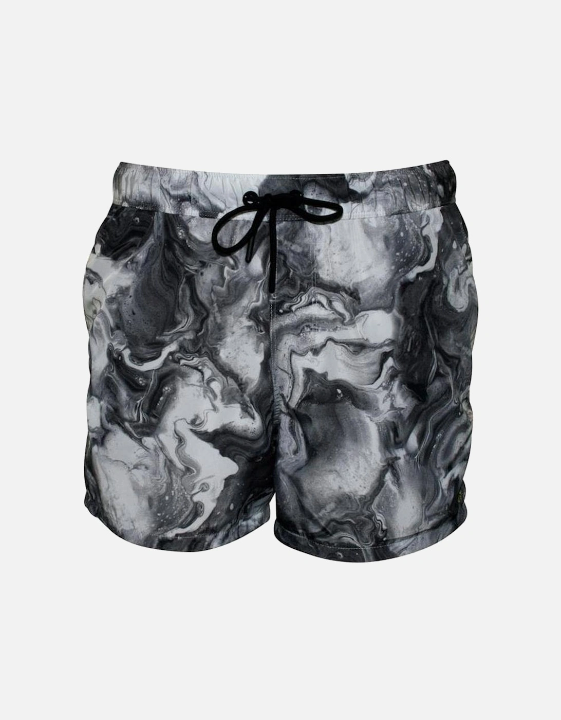 West Hampton Marble Print Swim Shorts, White/Black, 5 of 4
