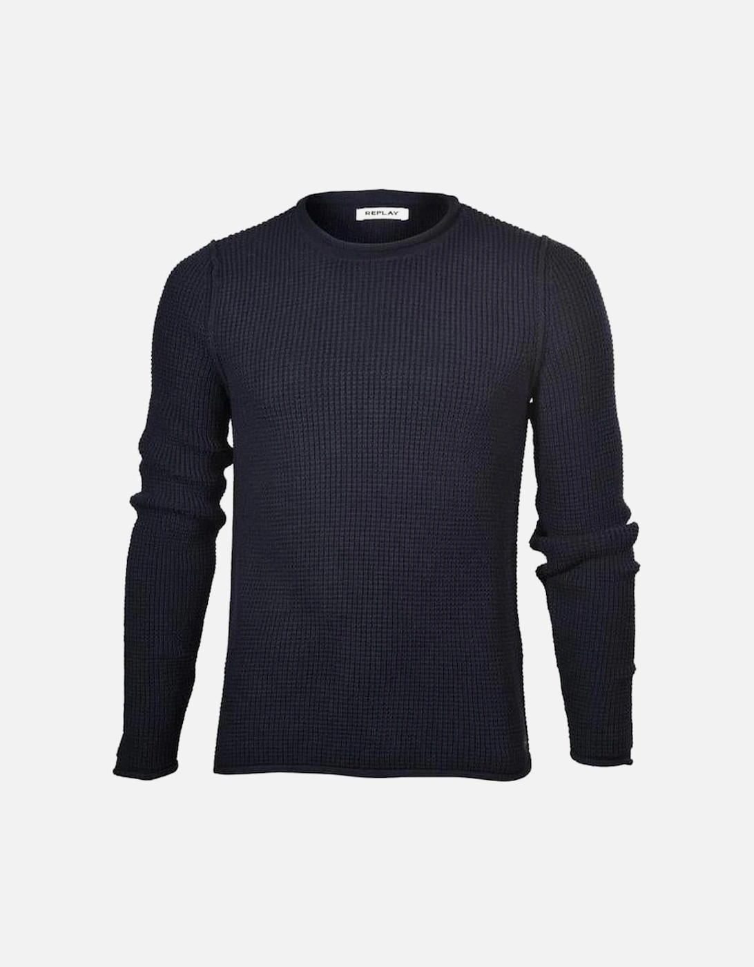 Hyperflex Cotton Heavy-Knit Crew-Neck Jumper, Navy, 4 of 3