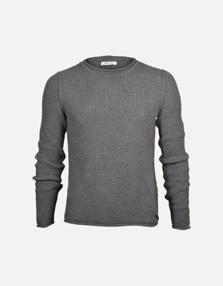 Hyperflex Cotton Heavy-Knit Crew-Neck Jumper, Grey Melange
