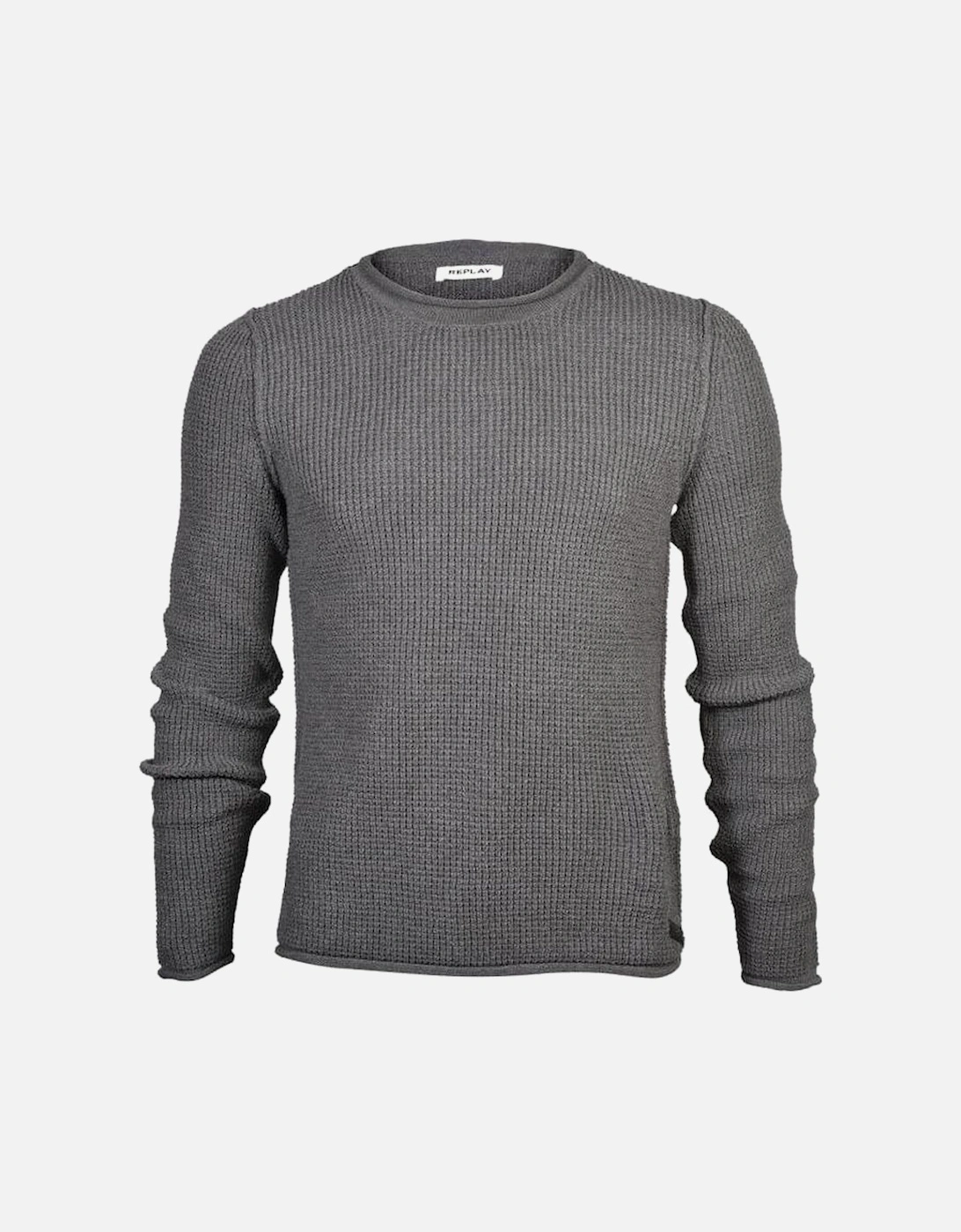 Hyperflex Cotton Heavy-Knit Crew-Neck Jumper, Grey Melange, 4 of 3