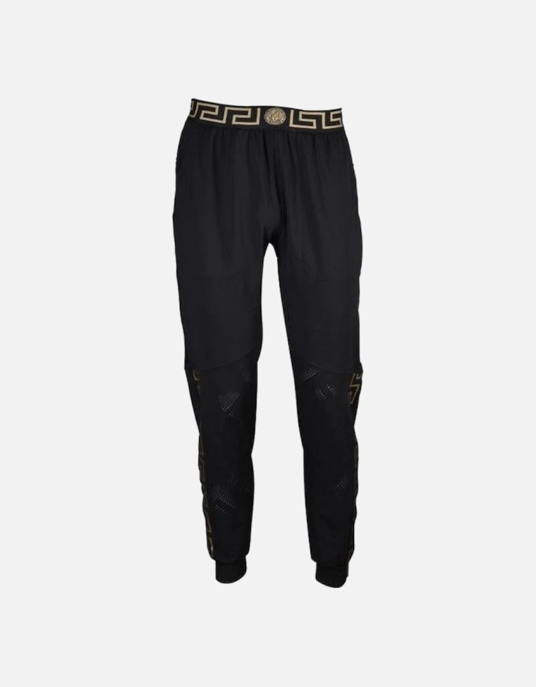 Iconic Logo Technical Gym Jogging Bottoms, Black/gold