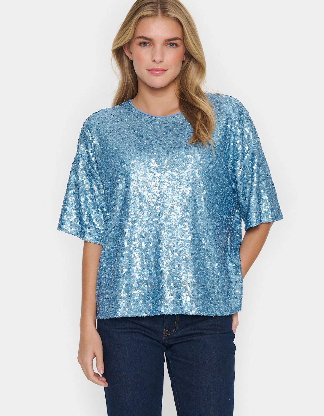 JadaSZ Short Sleeve Sequin Blouse, 2 of 1