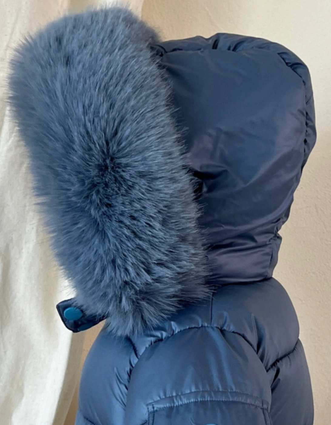 Boys Navy Blue Faux Fur Puffer Coat