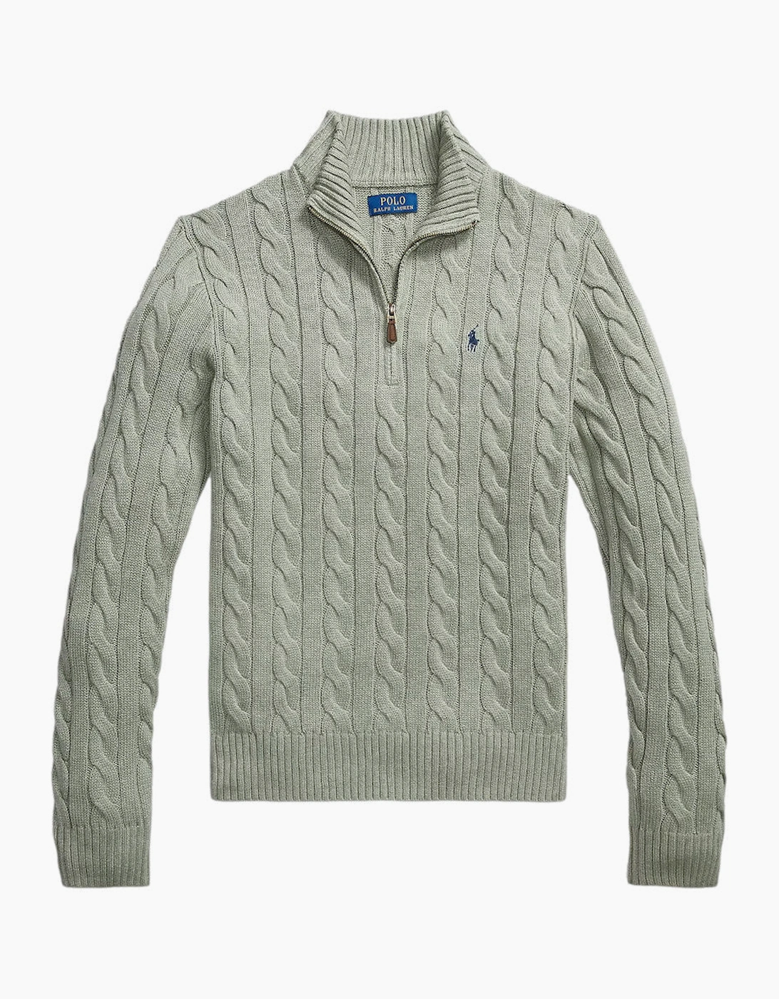 Men's Polo Ralph Lauren Half Zip Sweater 509 Fern Green Heather - Size: 42