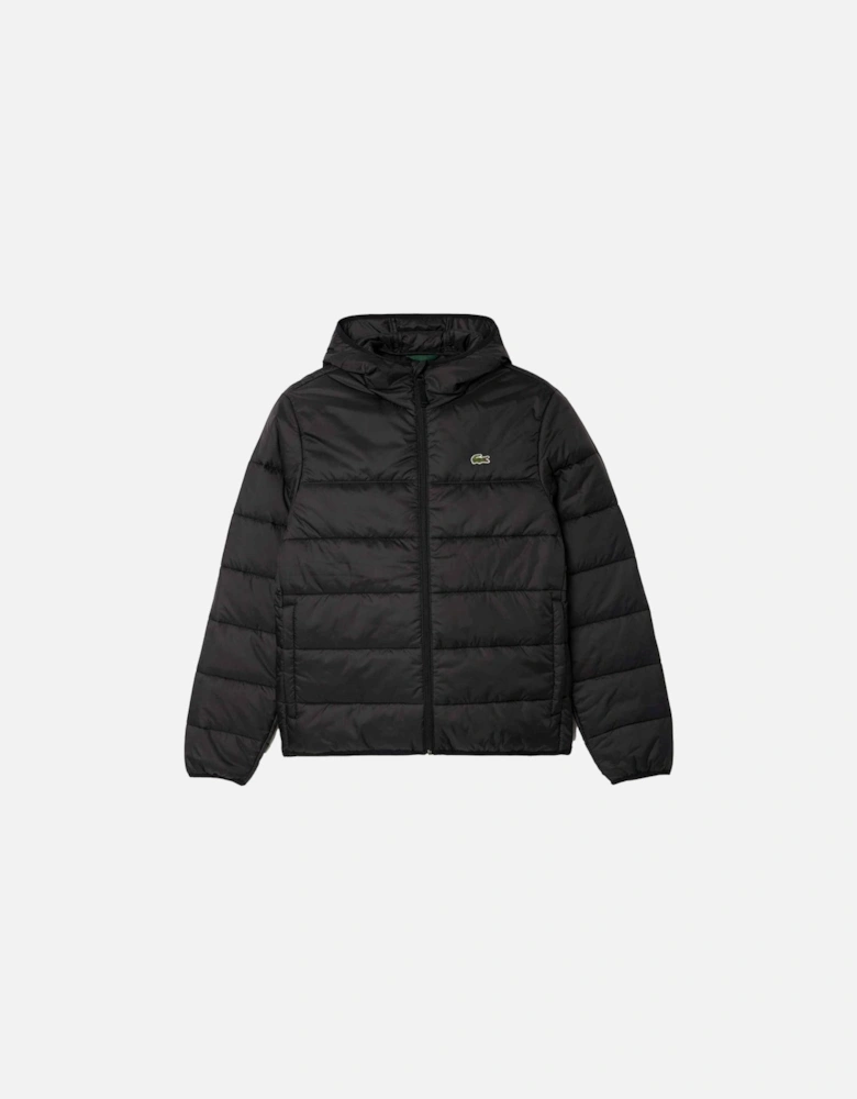 Water-Repellent Quilted Puffer Jacket Black