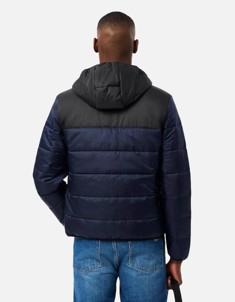 Water-Repellent Quilted Puffer Jacket Navy/Black
