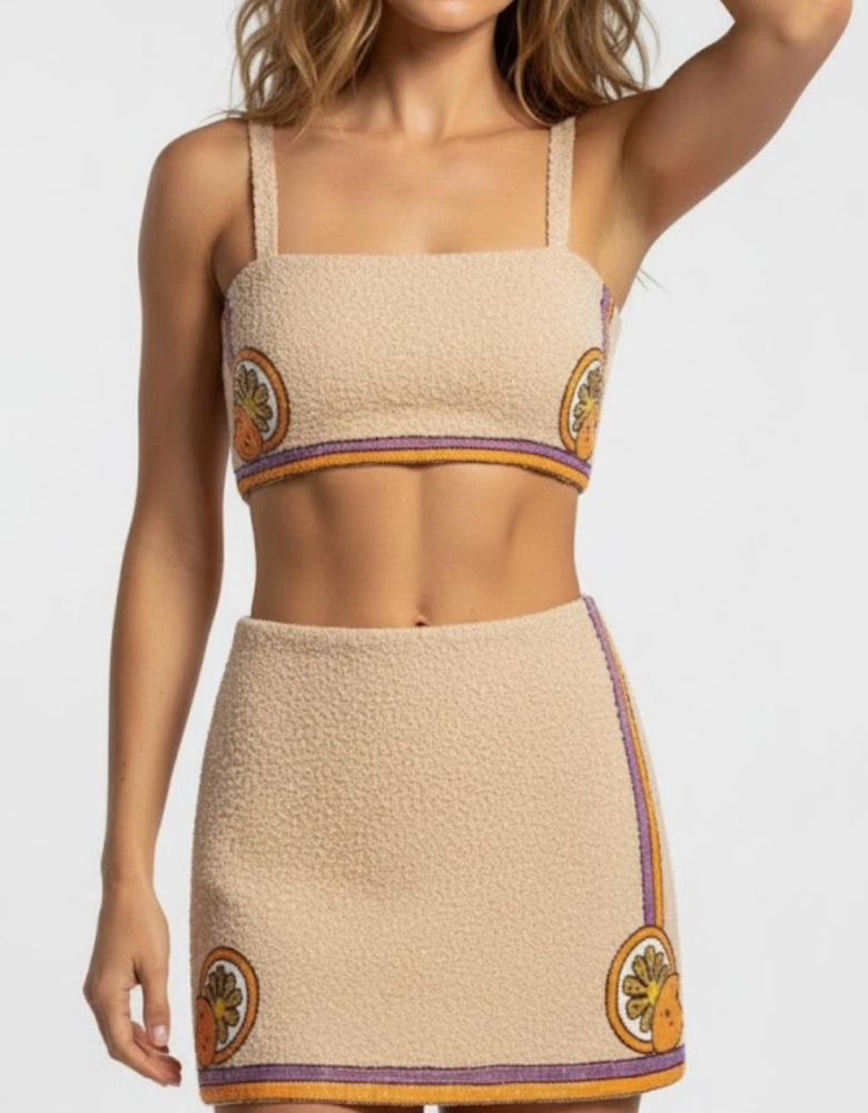 Melodie Co-ord Hand Embroidered Crystal Top - Peach