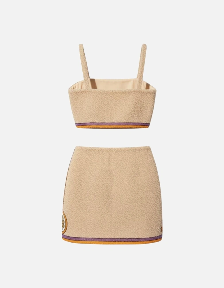 Melodie Co-ord Hand Embroidered Crystal Top - Peach