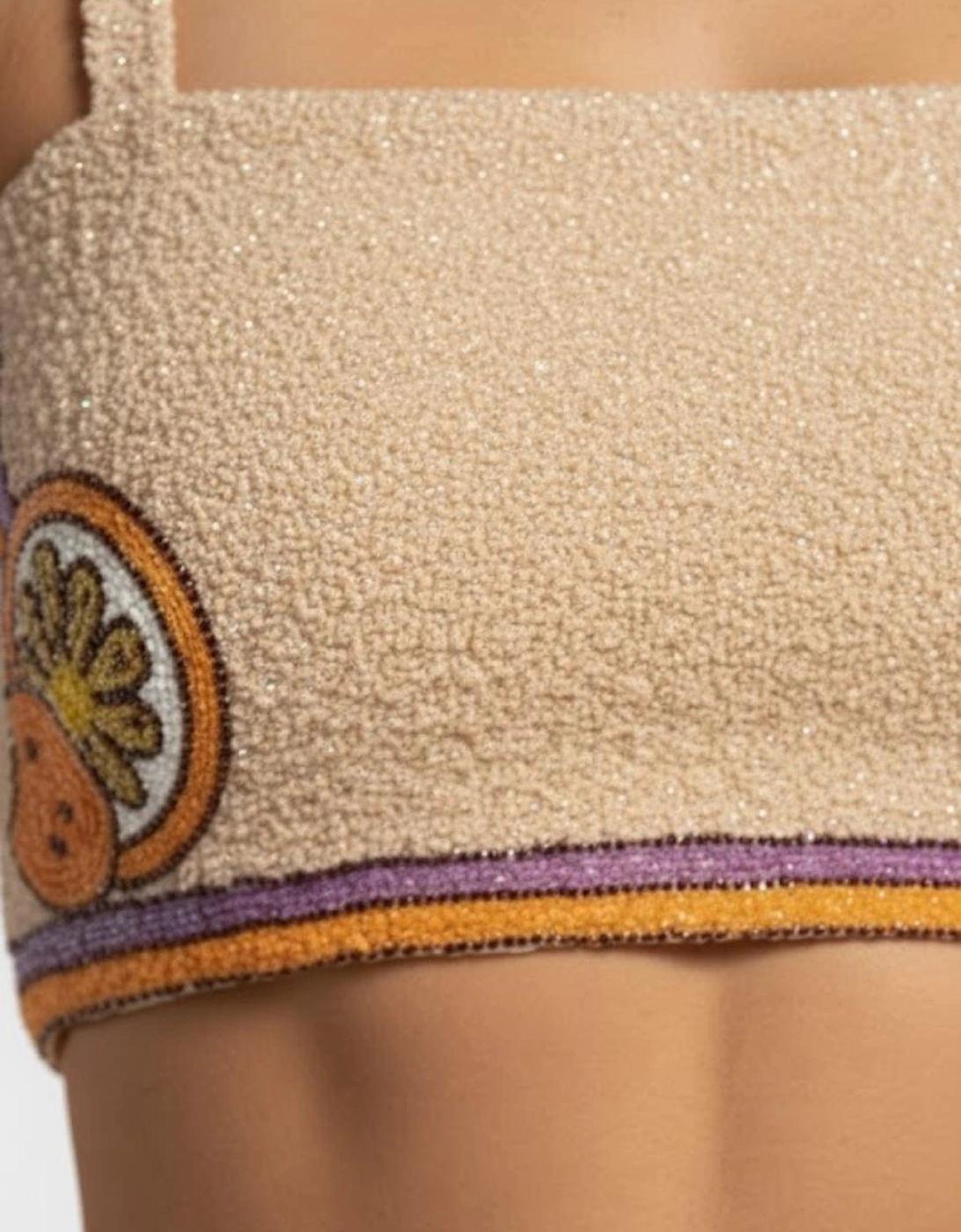 Melodie Co-ord Hand Embroidered Crystal Top - Peach