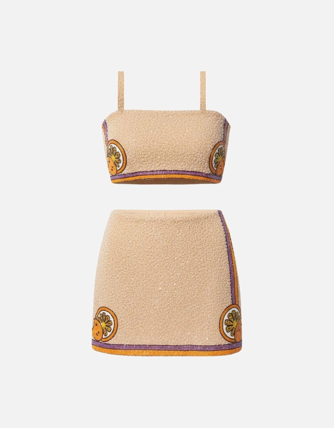 Melodie Co-ord Hand Embroidered Crystal Top - Peach