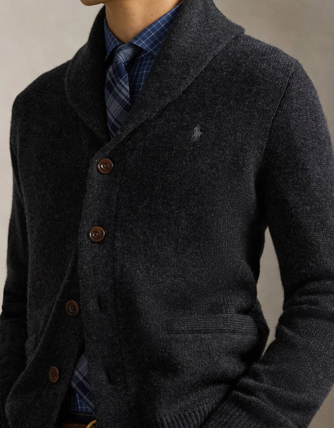 Wool Cardigan 002 Dark Granite Heather
