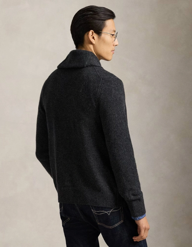 Wool Cardigan 002 Dark Granite Heather