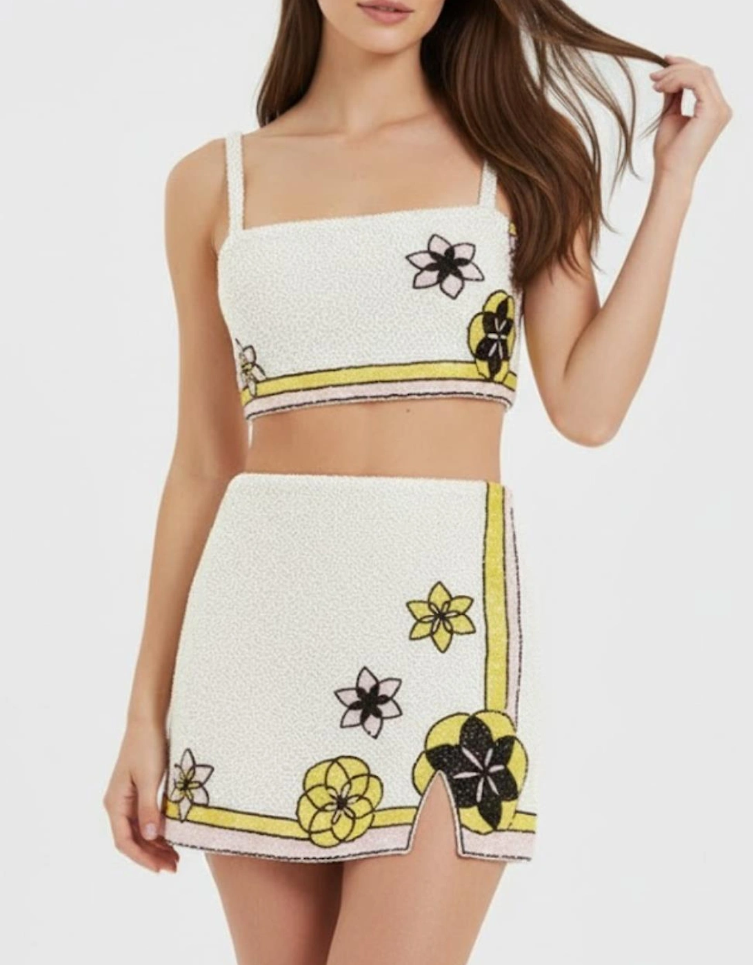 Mei Flattering Summer Luxe Co-ord Skirt - White