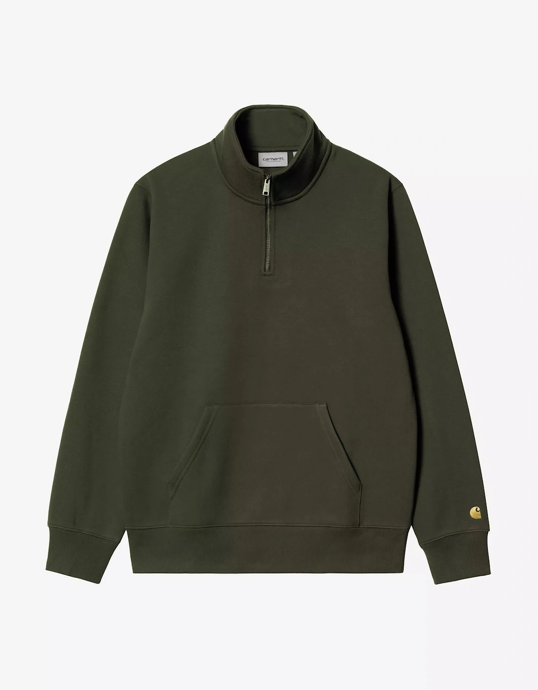 CARHARTT CHASE ZIP NECK SWEATSHIRT OLIVE/GOLD
