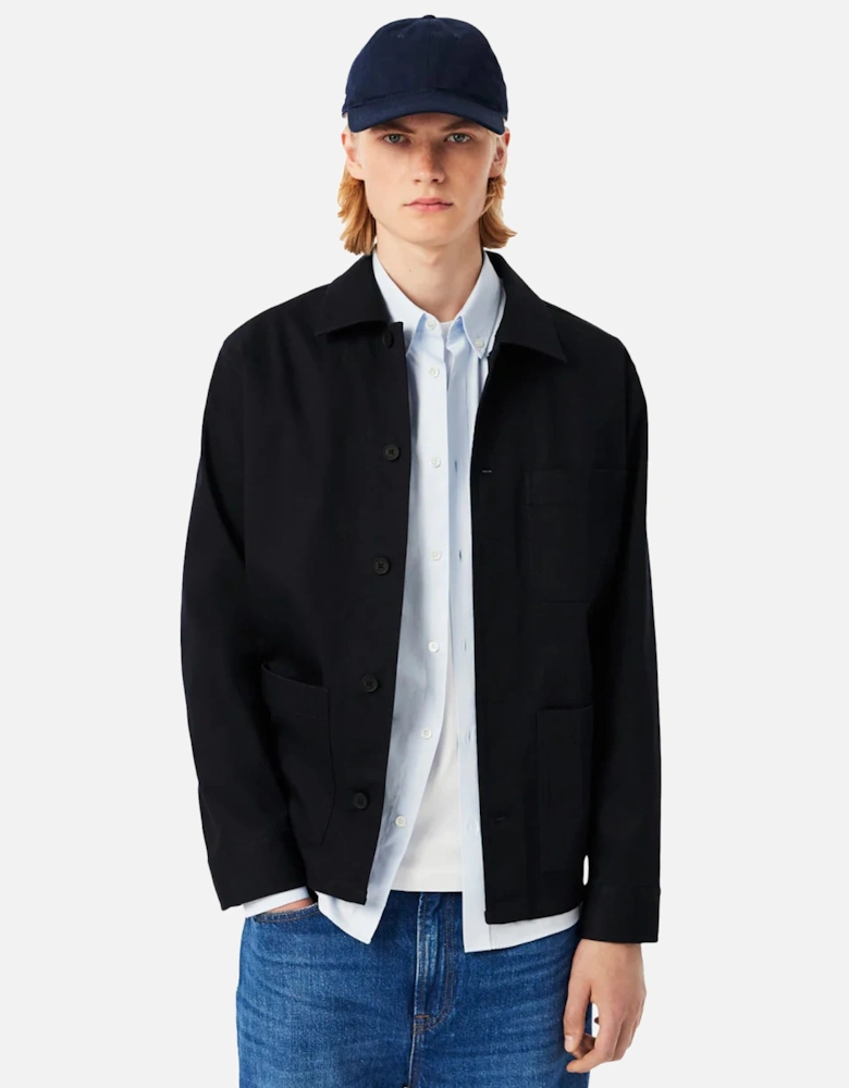 Cotton Blend Overshirt Navy