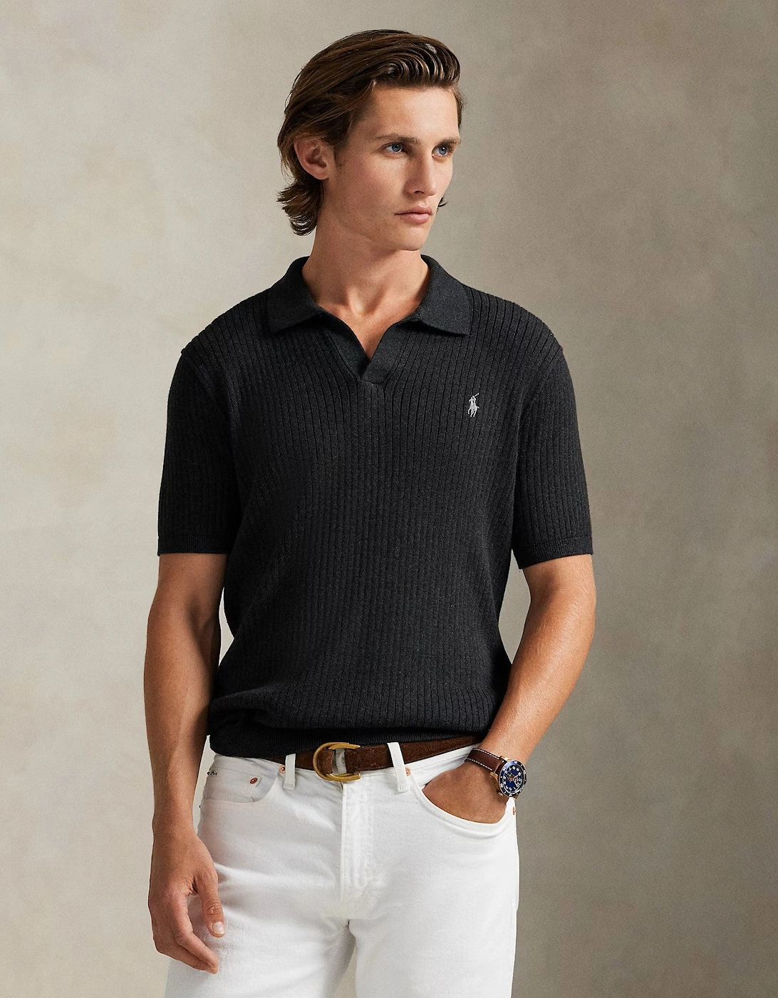 SS Polo Sweater 002 Dark Granite Heather