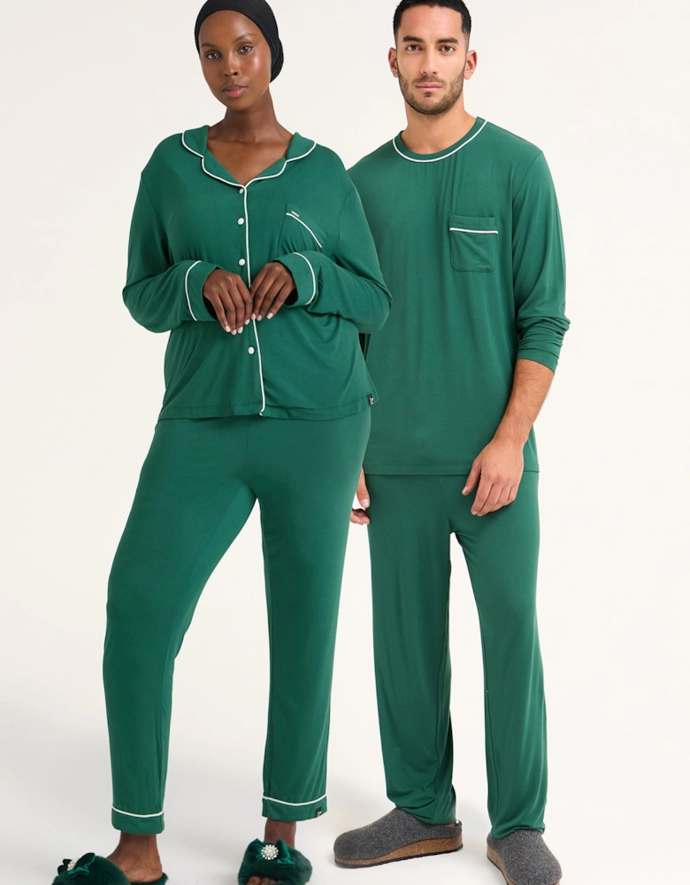His and Hers Bamboo Pyjama Sets in Green