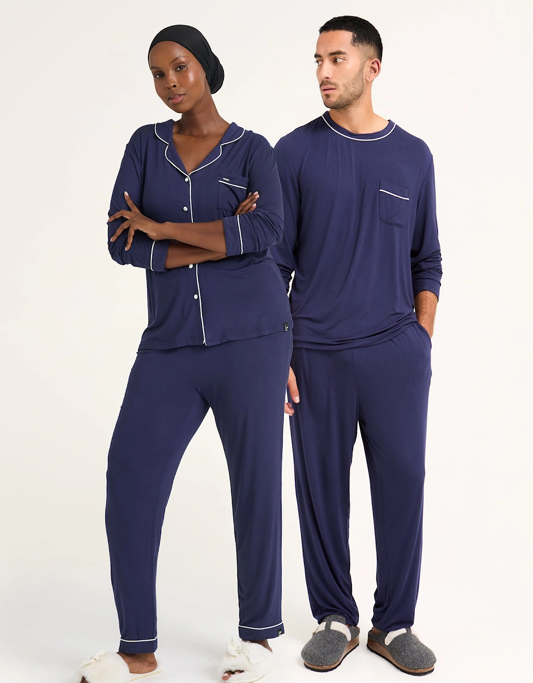 His and Hers Bamboo Pyjama Sets in Midnight, 8 of 7