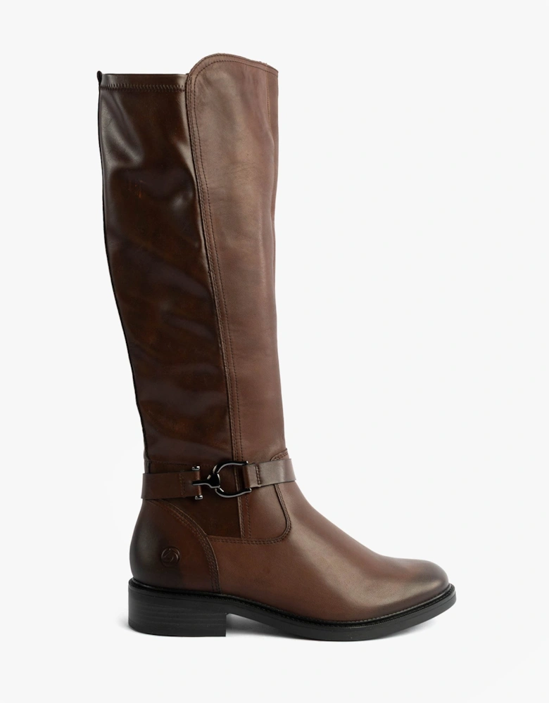 Womens Leather Tall Knee High Boots Brown