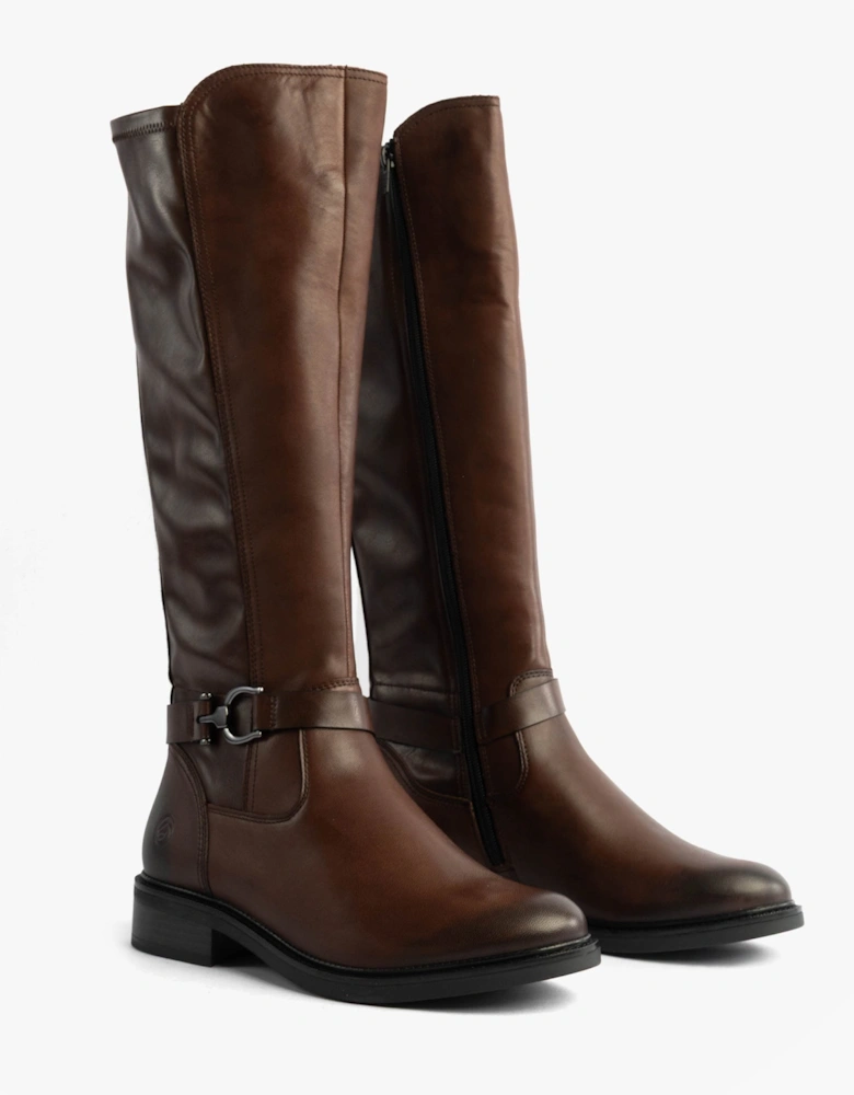 Womens Leather Tall Knee High Boots Brown