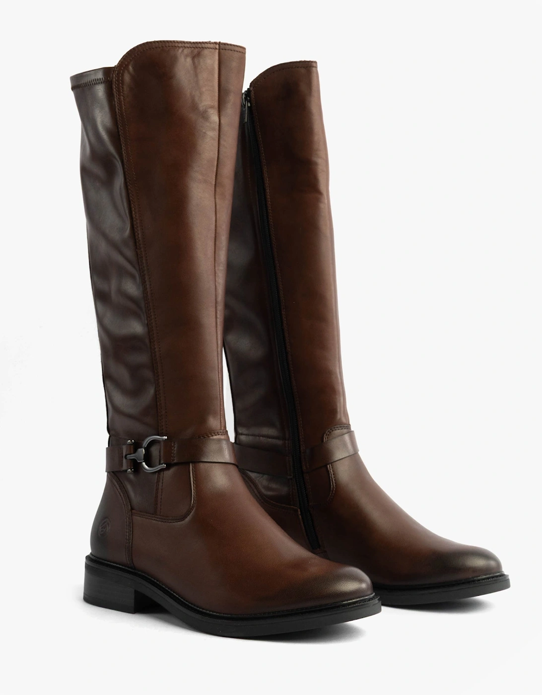 Womens Leather Tall Knee High Boots Brown