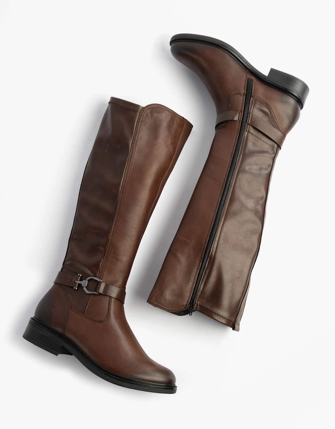 Womens Leather Tall Knee High Boots Brown
