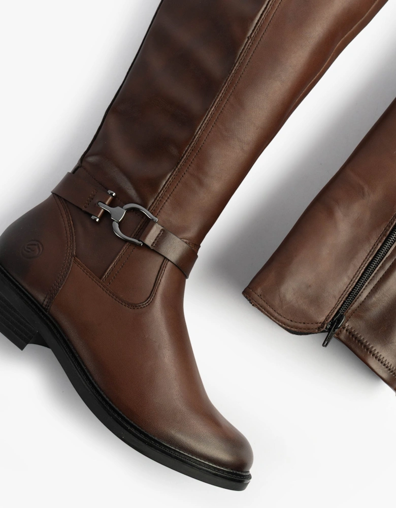 Womens Leather Tall Knee High Boots Brown