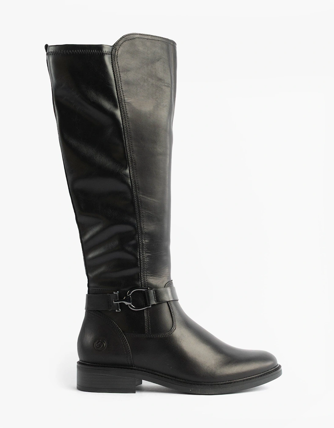 Womens Leather Tall Knee High Boots Black, 7 of 6