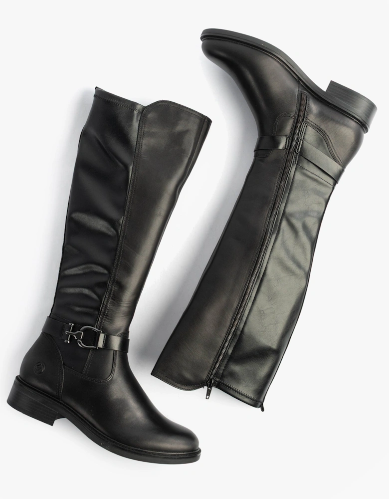 Womens Leather Tall Knee High Boots Black