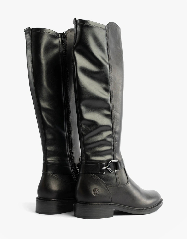 Womens Leather Tall Knee High Boots Black