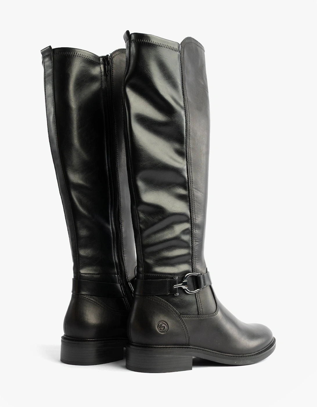Womens Leather Tall Knee High Boots Black