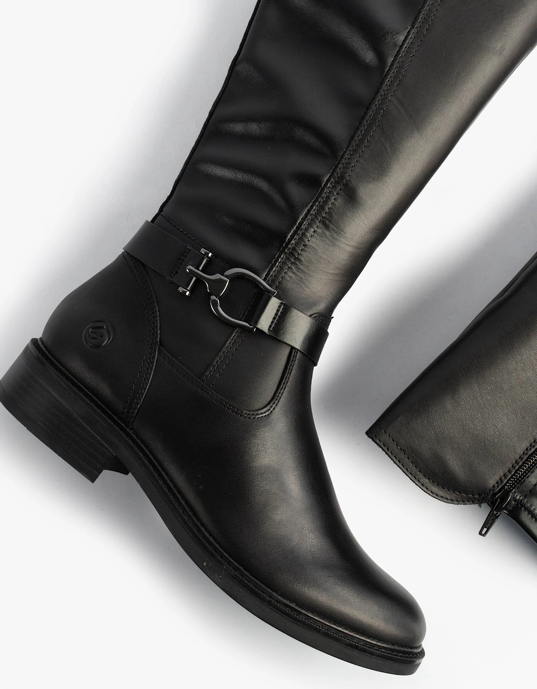 Womens Leather Tall Knee High Boots Black