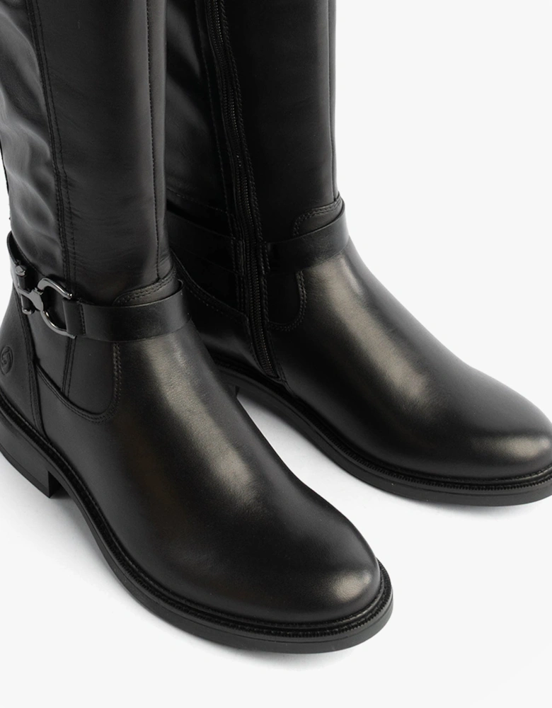 Womens Leather Tall Knee High Boots Black