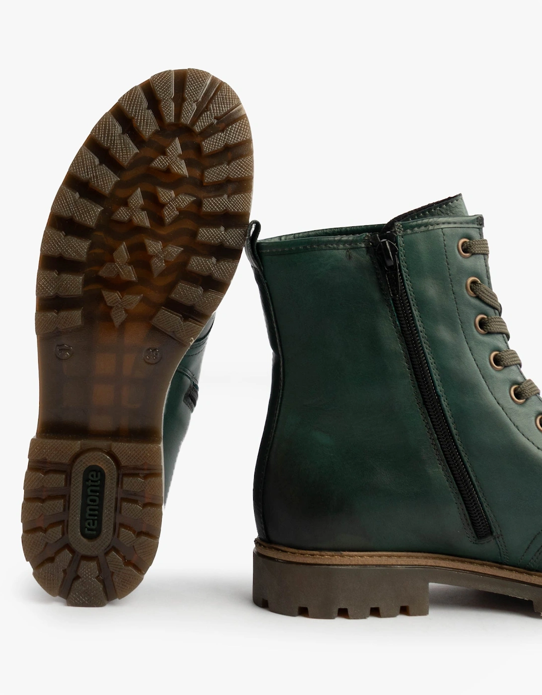 Womens Leather Ankle Zip Boots Green