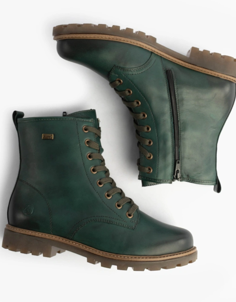 Womens Leather Ankle Zip Boots Green