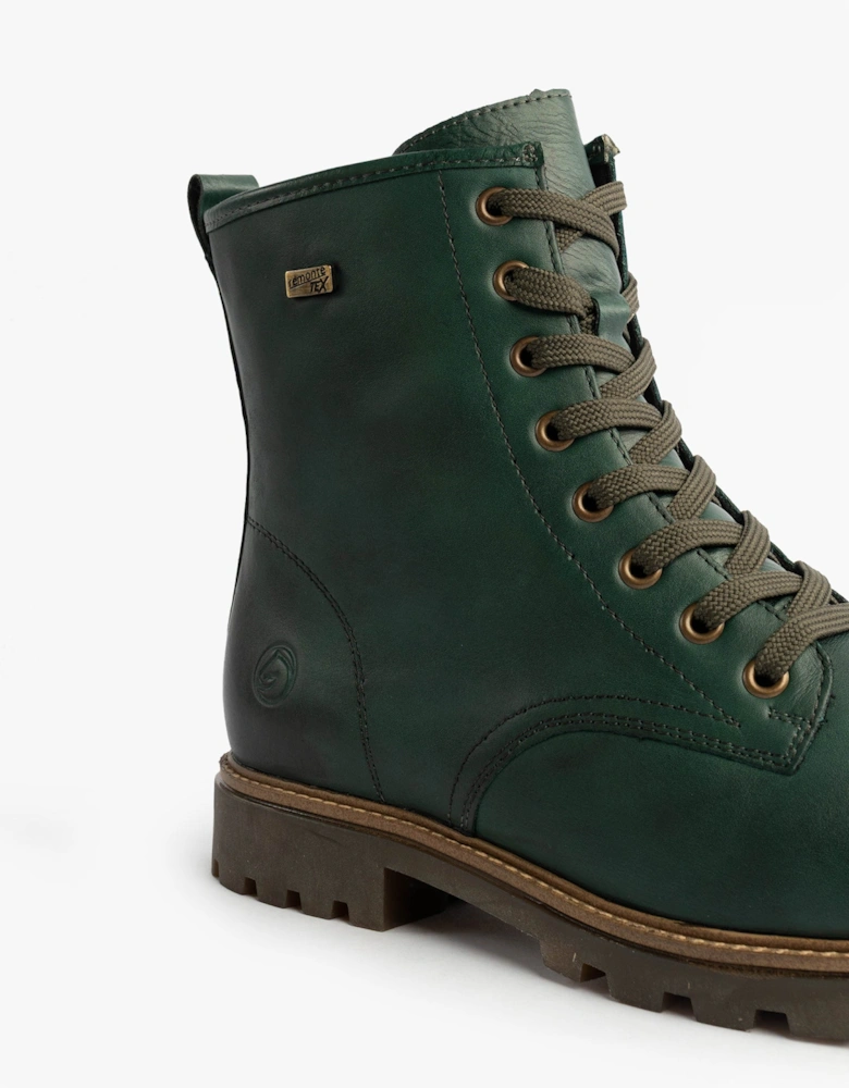 Womens Leather Ankle Zip Boots Green