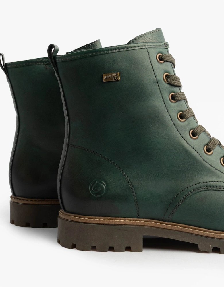 Womens Leather Ankle Zip Boots Green