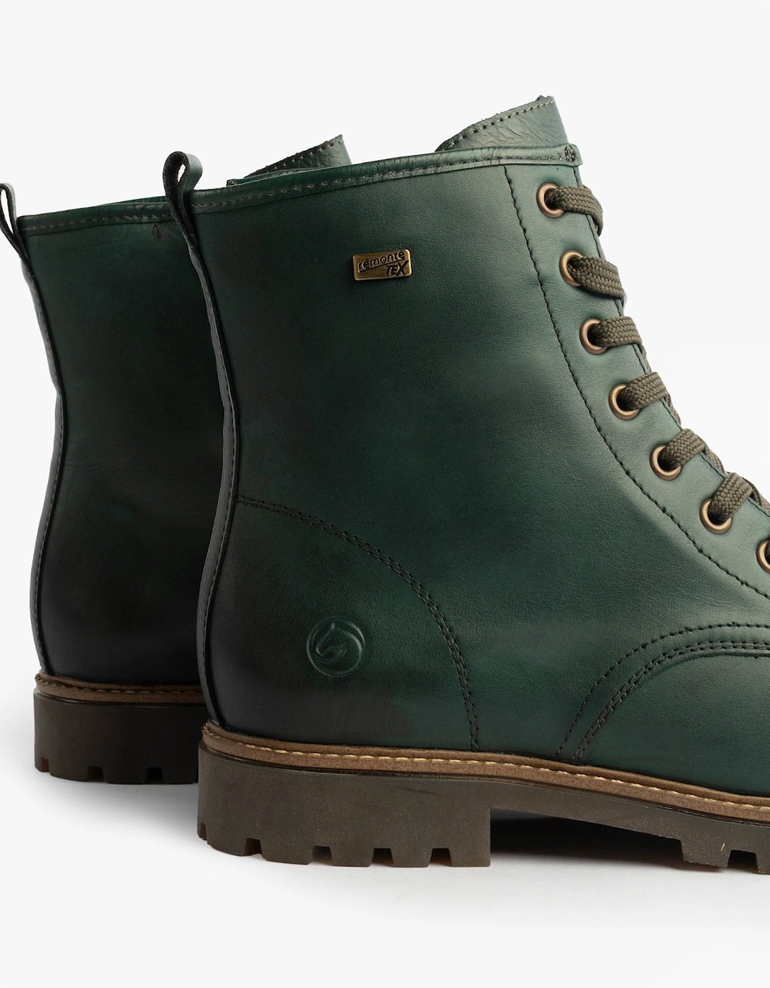 Womens Leather Ankle Zip Boots Green