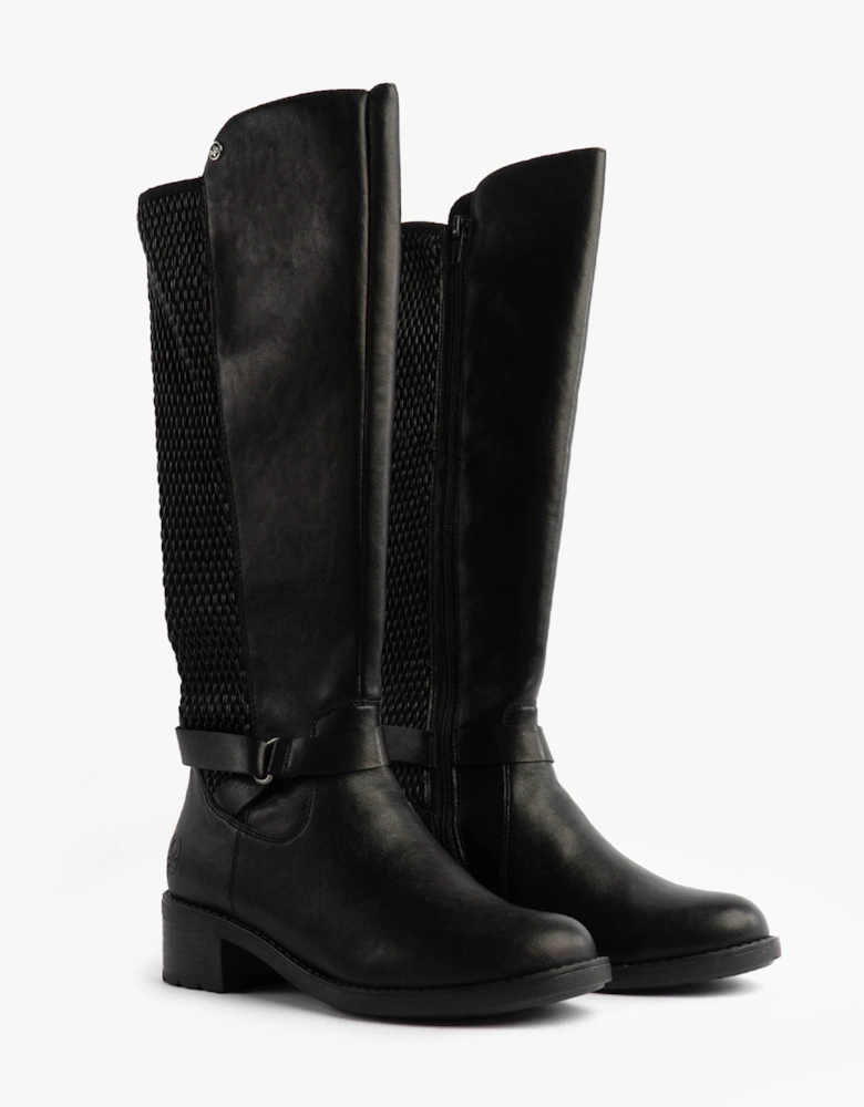 Womens Leather Tall Knee High Boots Black