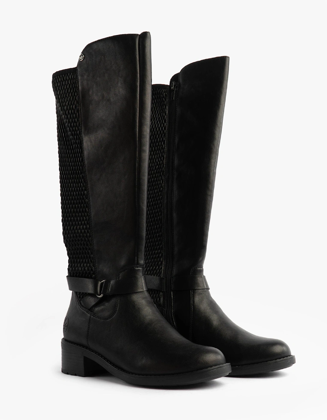 Womens Leather Tall Knee High Boots Black