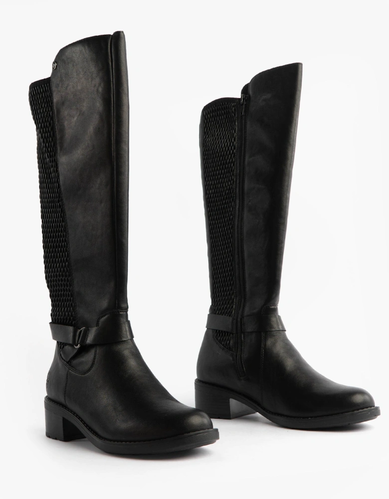 Womens Leather Tall Knee High Boots Black