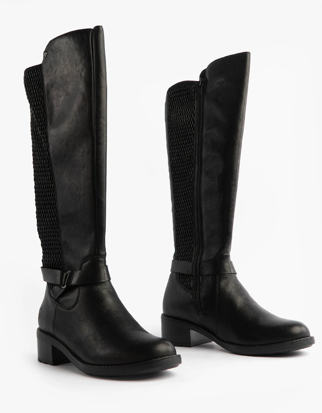Womens Leather Tall Knee High Boots Black