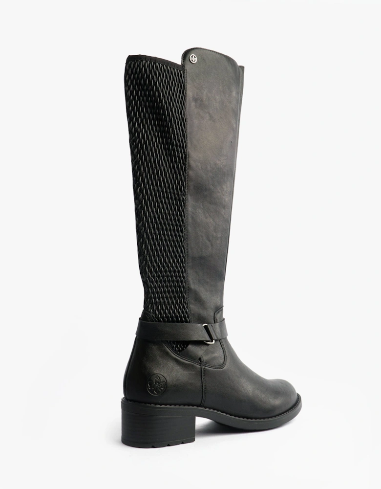 Womens Leather Tall Knee High Boots Black