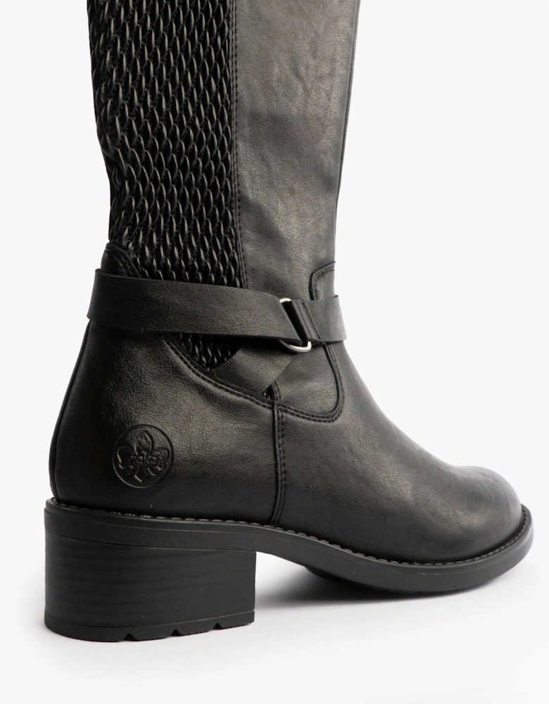 Womens Leather Tall Knee High Boots Black