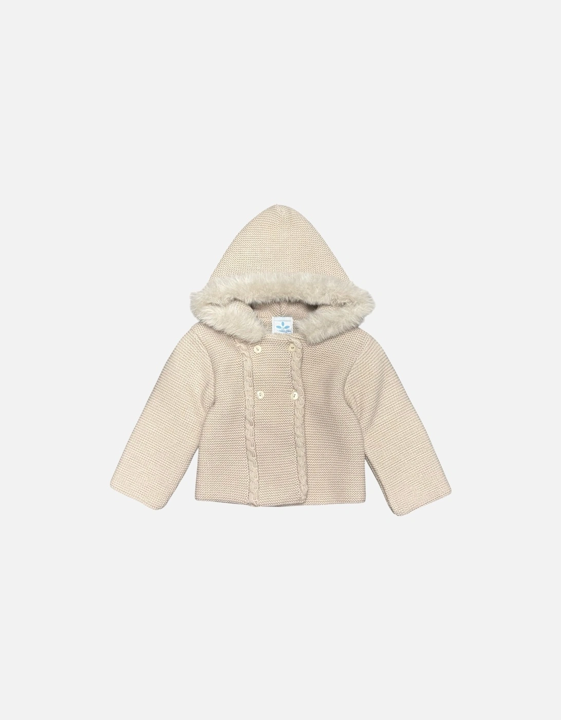 Beige Knit Faux Trim Cardigan, 2 of 1