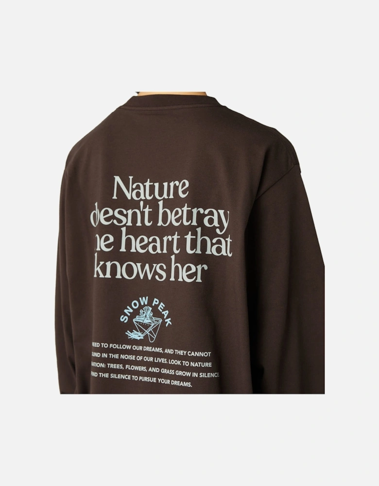 Snow Peak Living With Nature Long Sleeve T-Shirt Dark Brown