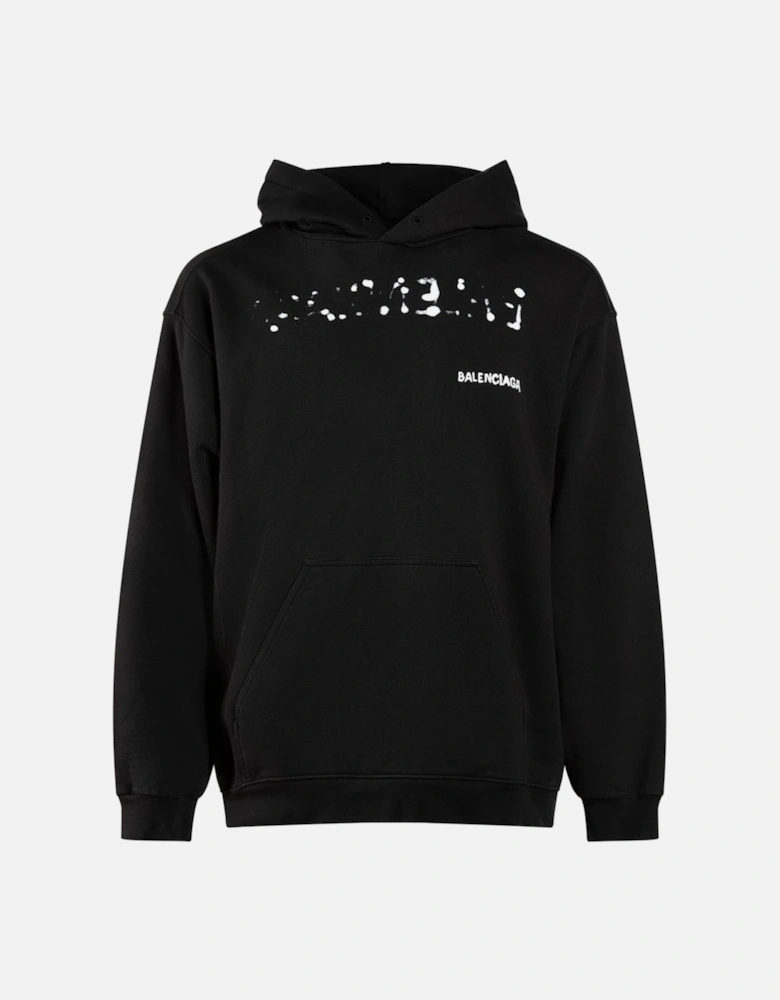 Hand Drawn-logo Cotton Hoodie Black