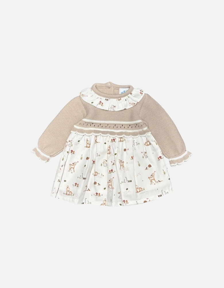 Girls Beige Knit Woodland Dress