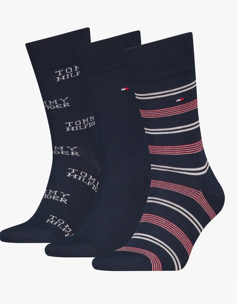 3 Pack Giftboxed Classic Mens Crew Socks Navy
