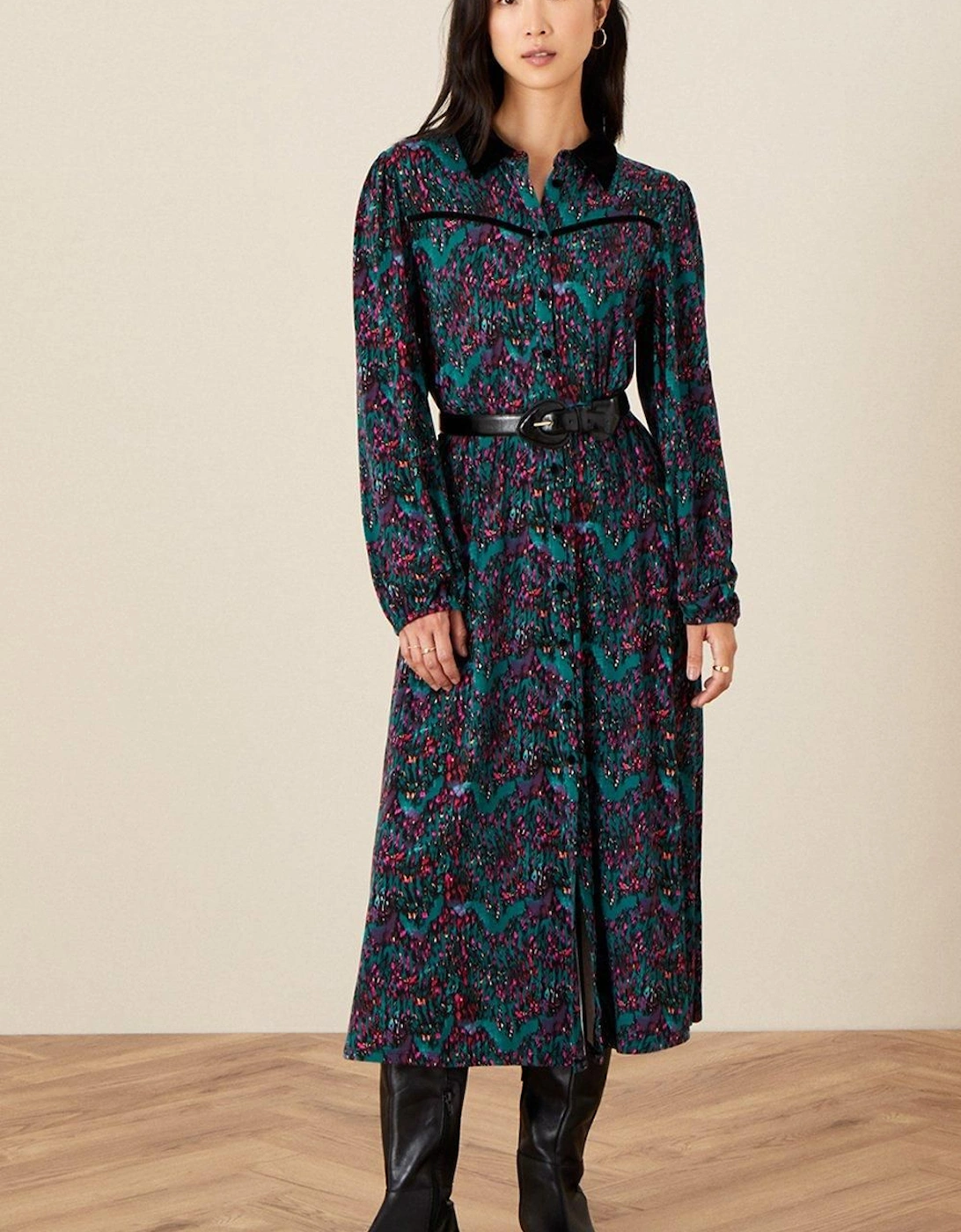 Printed Midi Shirt Dress, 2 of 1